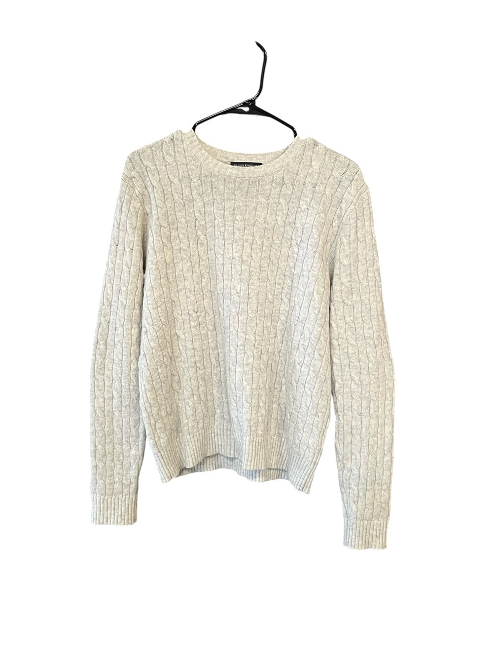 Brandy Melville Cable Knit Wool Blend Crewneck Sweater medium* Light Gray Cozy